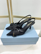 Prada Mesh Stiletto Sandals 7.5 Black Sheepskin 606008