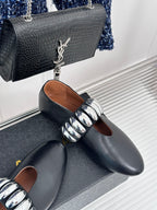 ballet flat silver jewel black lambskin