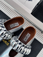 Alaia 25 Mary Jane Jewel Ballet Flats Silver Calfskin 293243