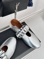Alaia 25 Mary Jane Jewel Ballet Flats Silver Calfskin 293243