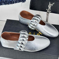 Alaia 25 Mary Jane Jewel Ballet Flats Silver Calfskin 293243