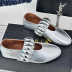 Alaia 25 Mary Jane Jewel Ballet Flats Silver Calfskin 293243