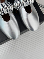 Alaia 25 Mary Jane Jewel Ballet Flats Silver Calfskin 293243