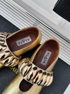 Alaia 25 Mary Jane Jewel Ballet Flats Gold Calfskin 293245