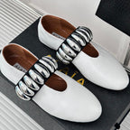 Alaia 25 Mary Jane Jewel Ballet Flats White Calfskin 293246