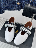 Alaia 25 Mary Jane Jewel Ballet Flats White Calfskin 293246