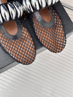 Alaia 25 Mary Jane Mesh Ballet Flats Black Calfskin 293248