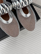 Alaia 25 Mary Jane Mesh Ballet Flats Silver Calfskin 293250
