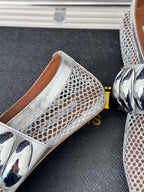 Alaia 25 Mary Jane Mesh Ballet Flats Silver Calfskin 293250