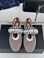 Alaia 25 Mary Jane Mesh Ballet Flats Silver Calfskin 293250