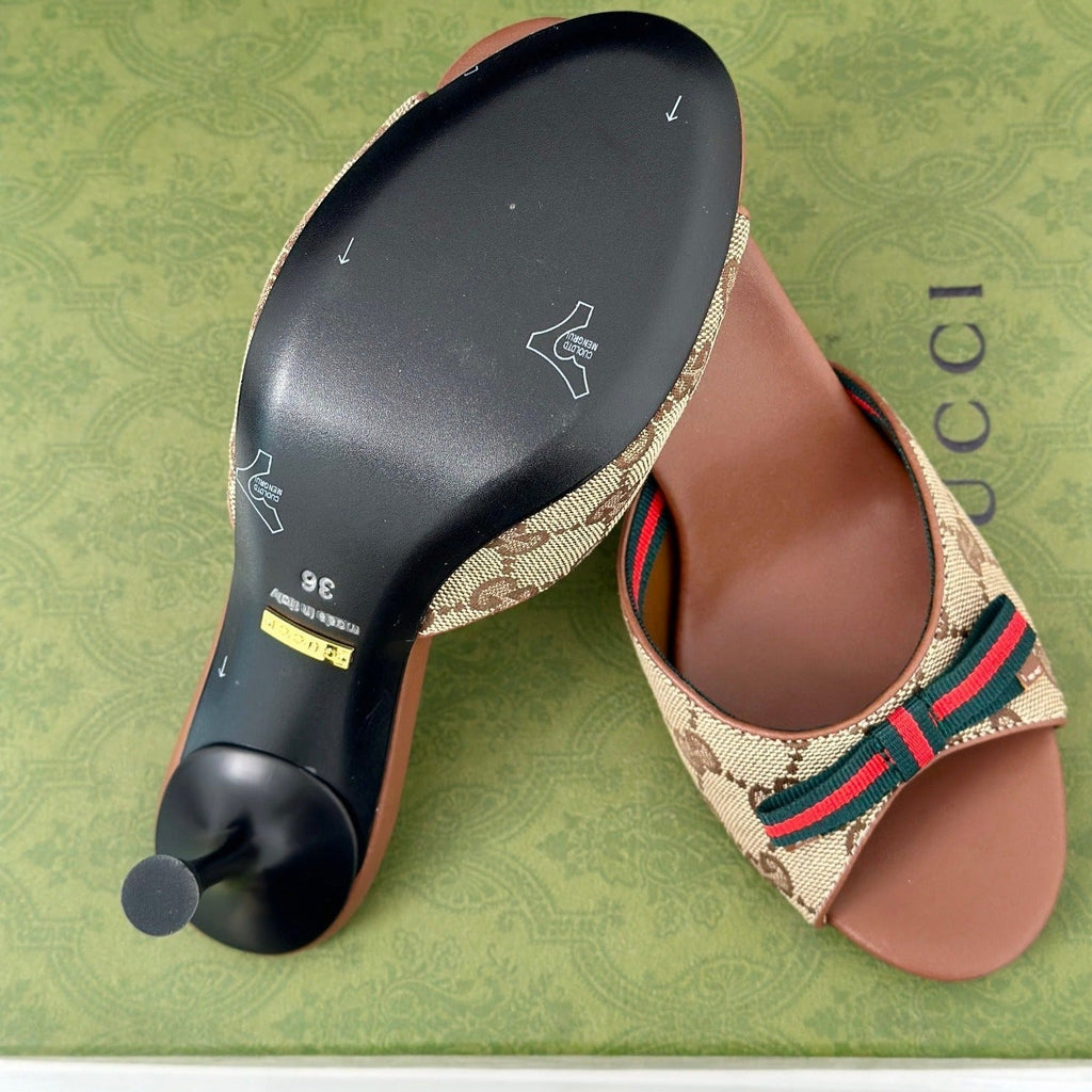 GG   High Heel Slippers Brown