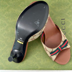 GG   High Heel Slippers Brown