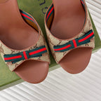 GG   High Heel Slippers Brown