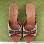 GG   High Heel Slippers Brown