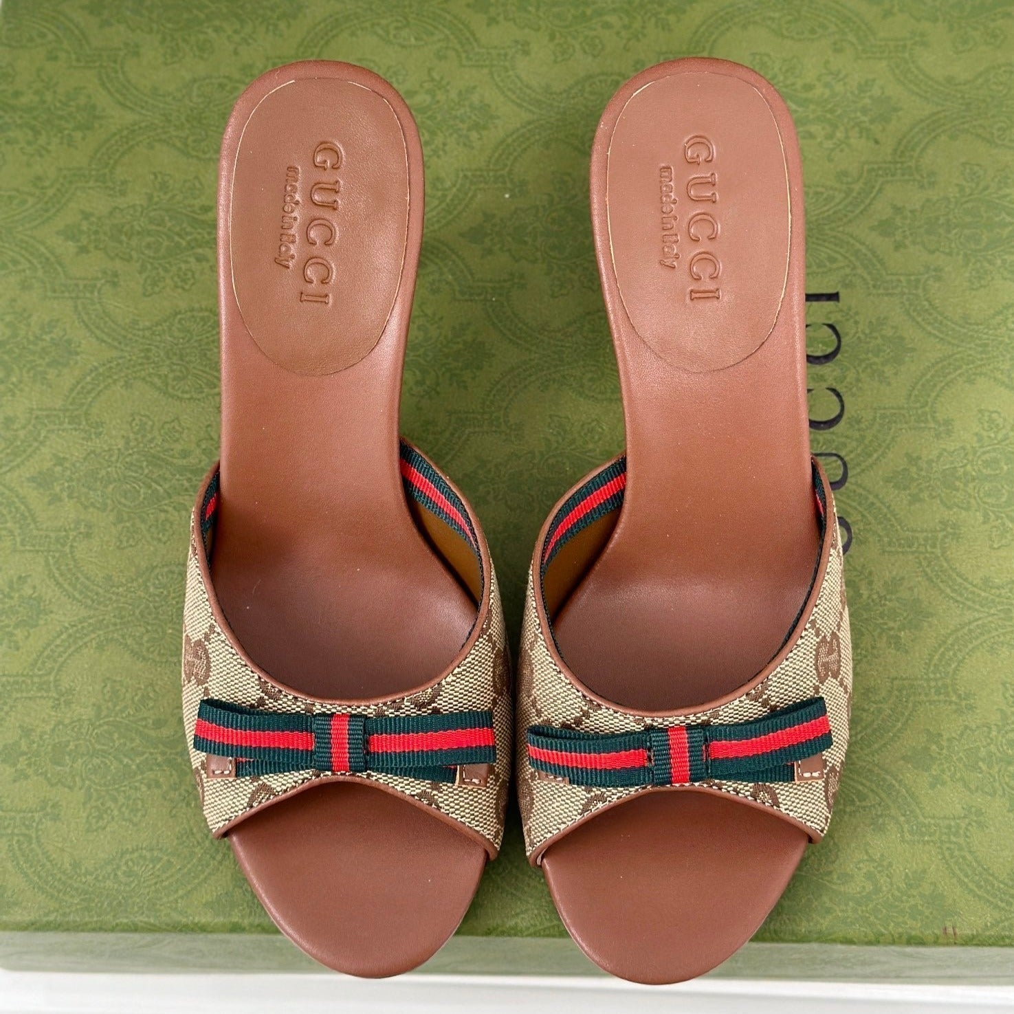 GG   High Heel Slippers Brown