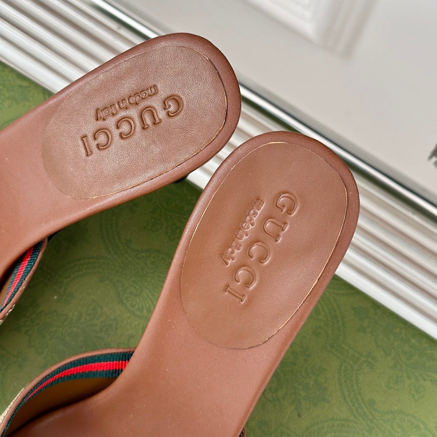 GG   High Heel Slippers Brown