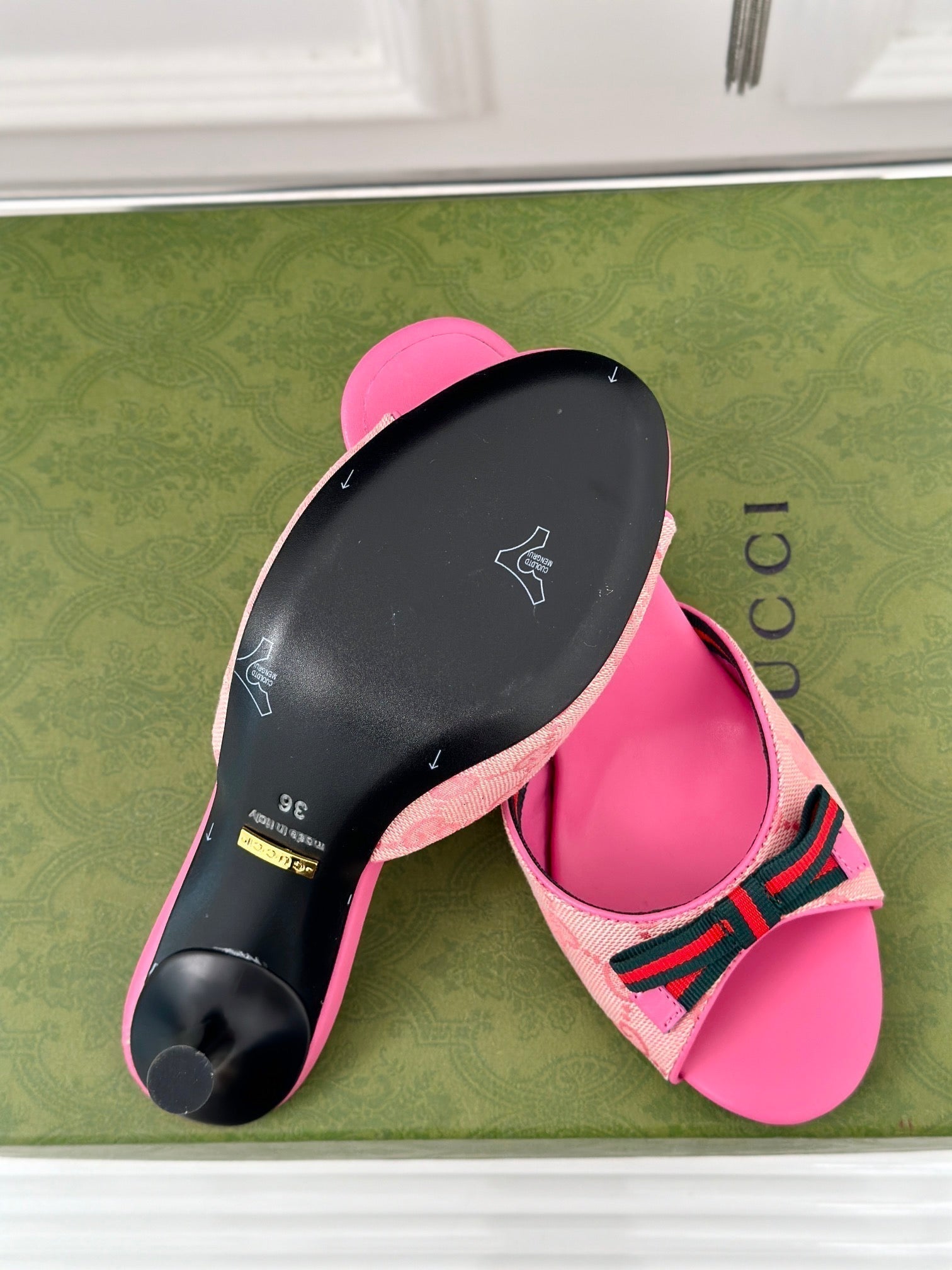 GG   High Heel Slippers Pink