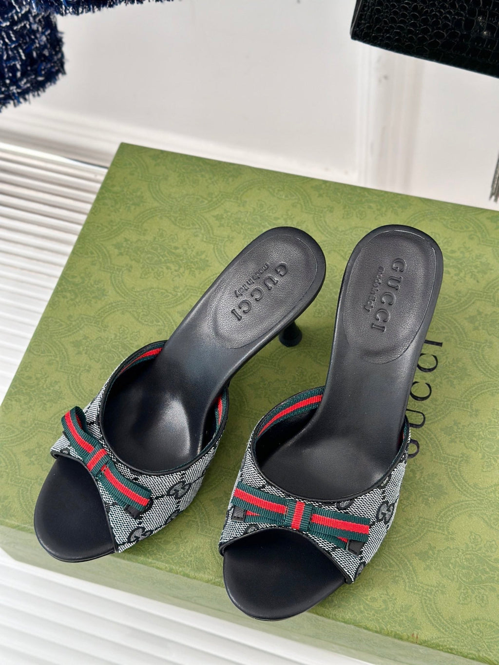 GG   High Heel Slippers Black