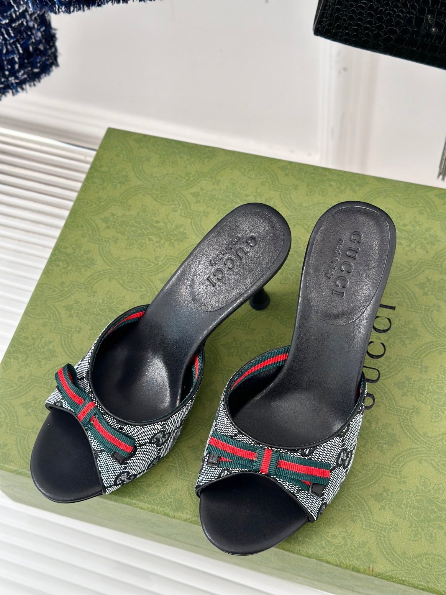 GG   High Heel Slippers Black