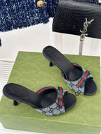 GG   High Heel Slippers Black