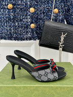 GG   High Heel Slippers Black