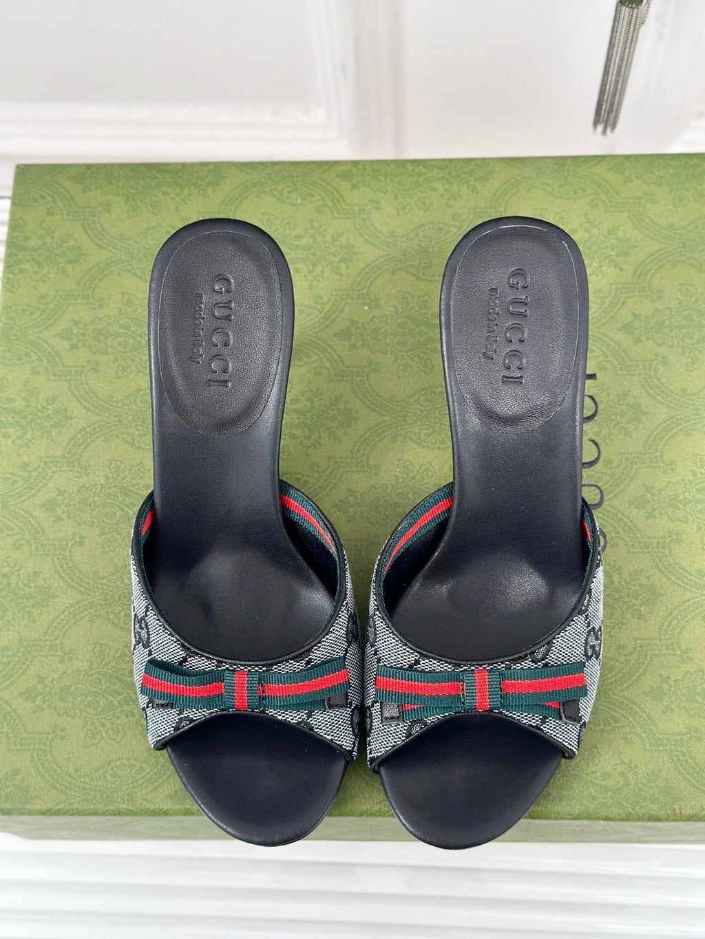 GG   High Heel Slippers Black