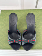 GG   High Heel Slippers Black