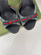 GG   High Heel Slippers Black