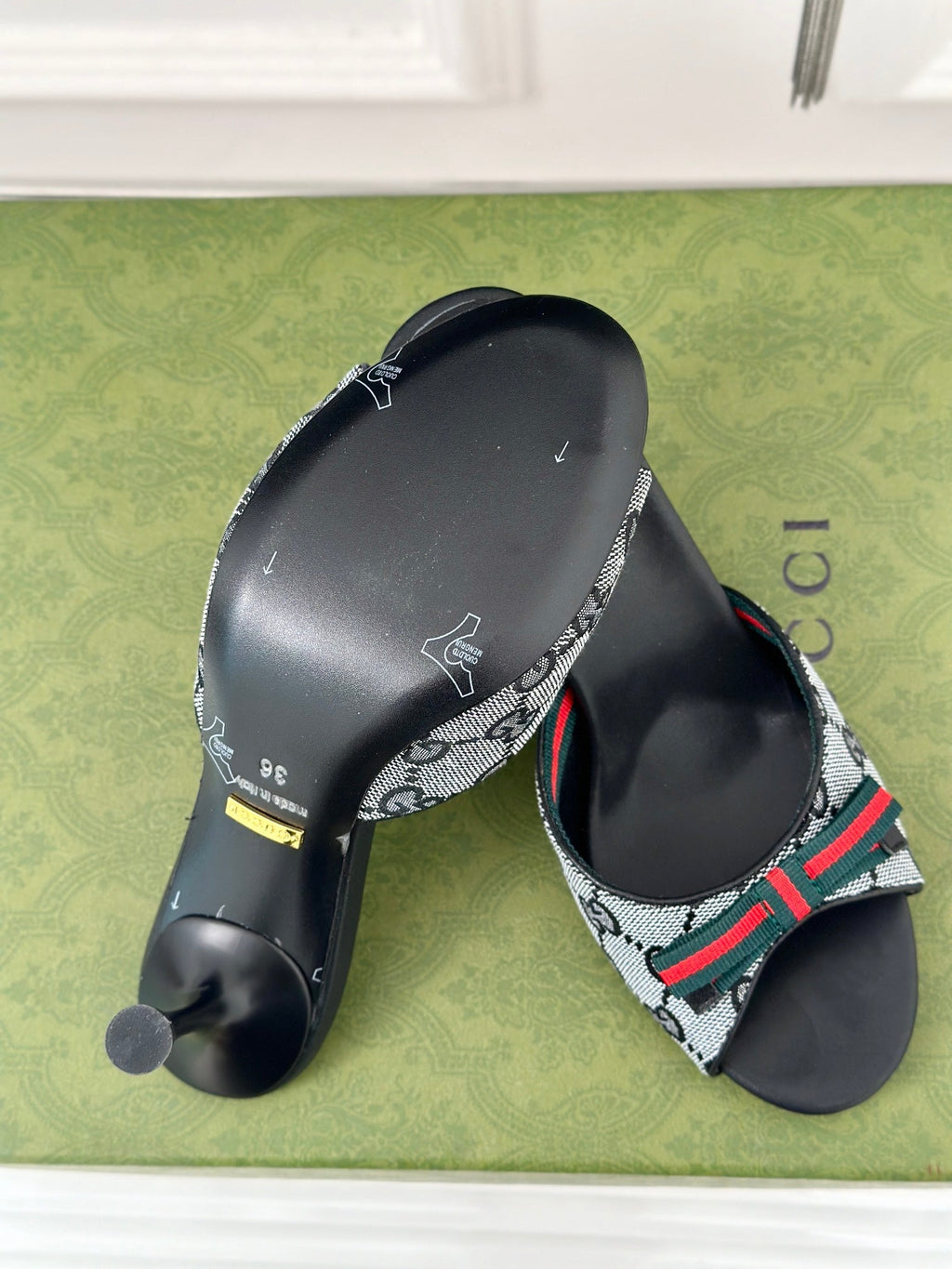 GG   High Heel Slippers Black