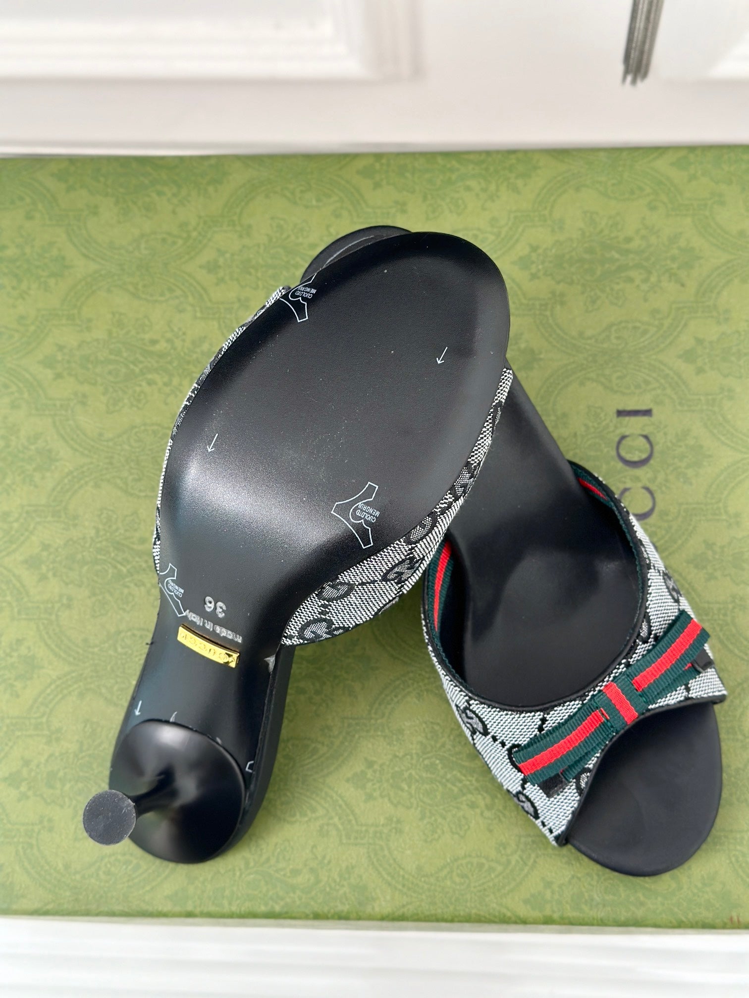 GG   High Heel Slippers Black