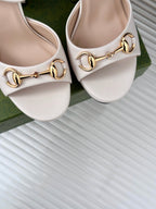 horsebit 11cm platform sandal cream calfskin