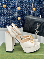 horsebit 11cm platform sandal cream calfskin