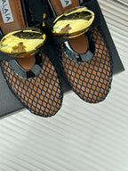 ballet flat jewel fishnet black lambskin