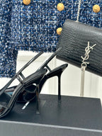 SL JEANNE SLINGBACK PUMPS BLACK POLISHED CALFSKIN