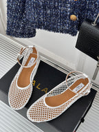 Alaia Mary Jane Ballet Flat White Lambskin 293232