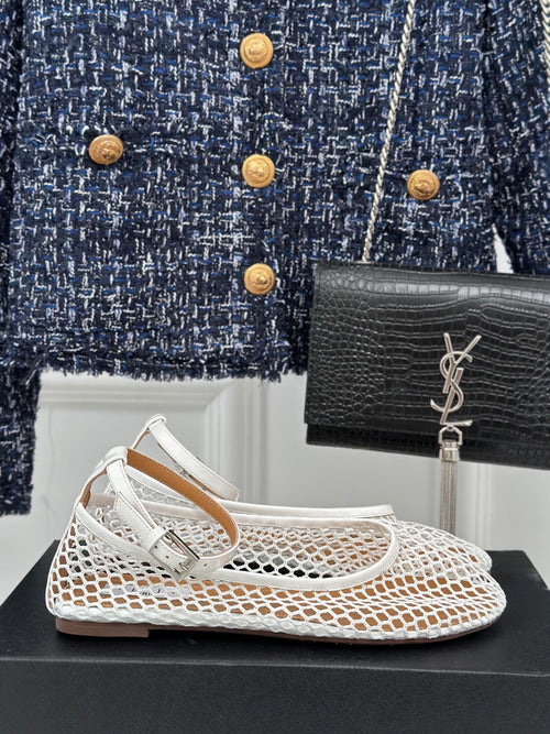 Alaia Mary Jane Ballet Flat White Lambskin 293232