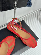 Alaia Mary Jane Ballet Flat Red Lambskin 293233