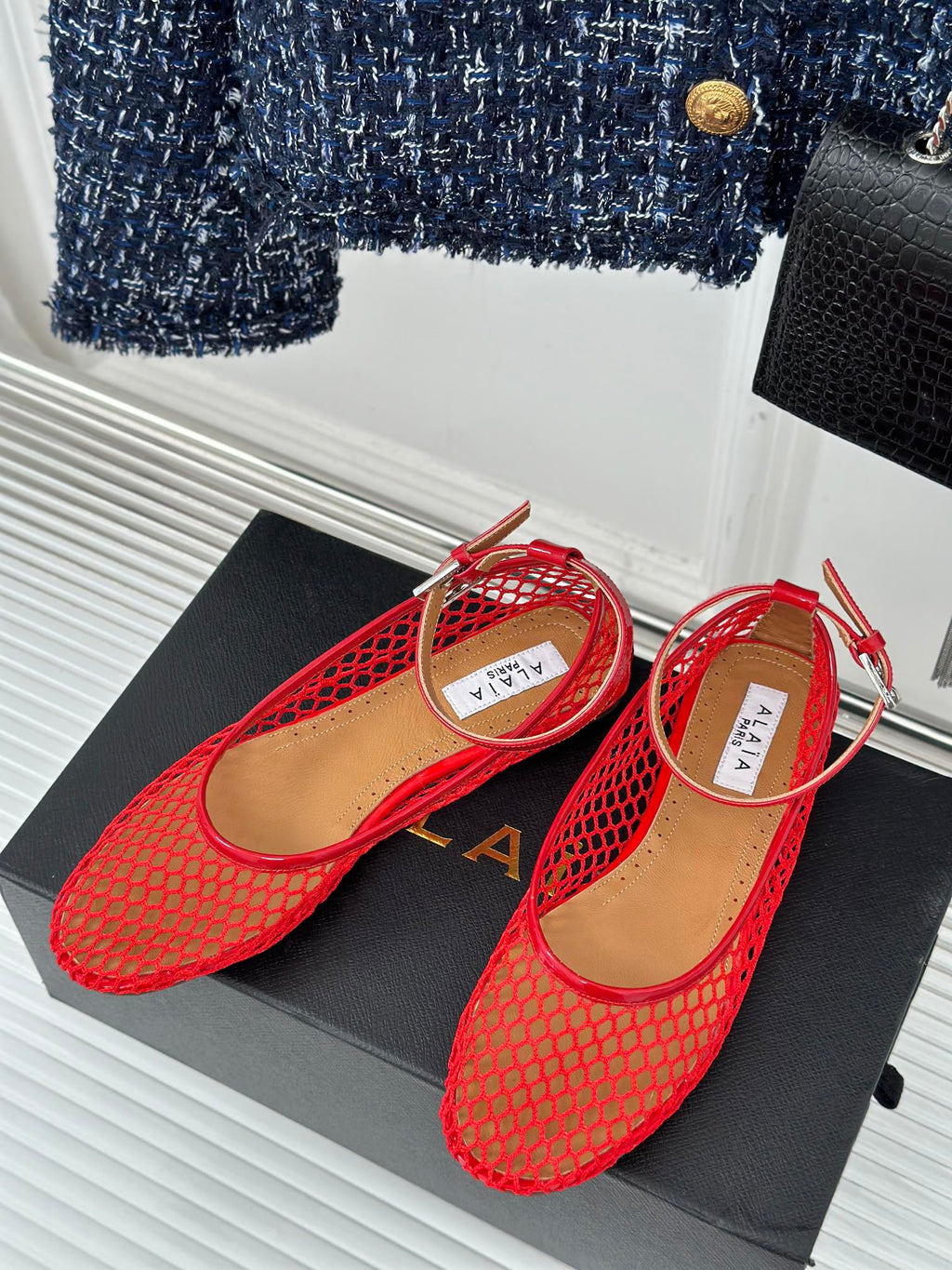 Alaia Mary Jane Ballet Flat Red Lambskin 293233