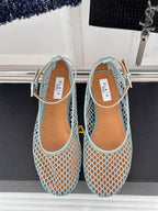 Alaia Mary Jane Ballet Flat Lagoon Green Lambskin293234