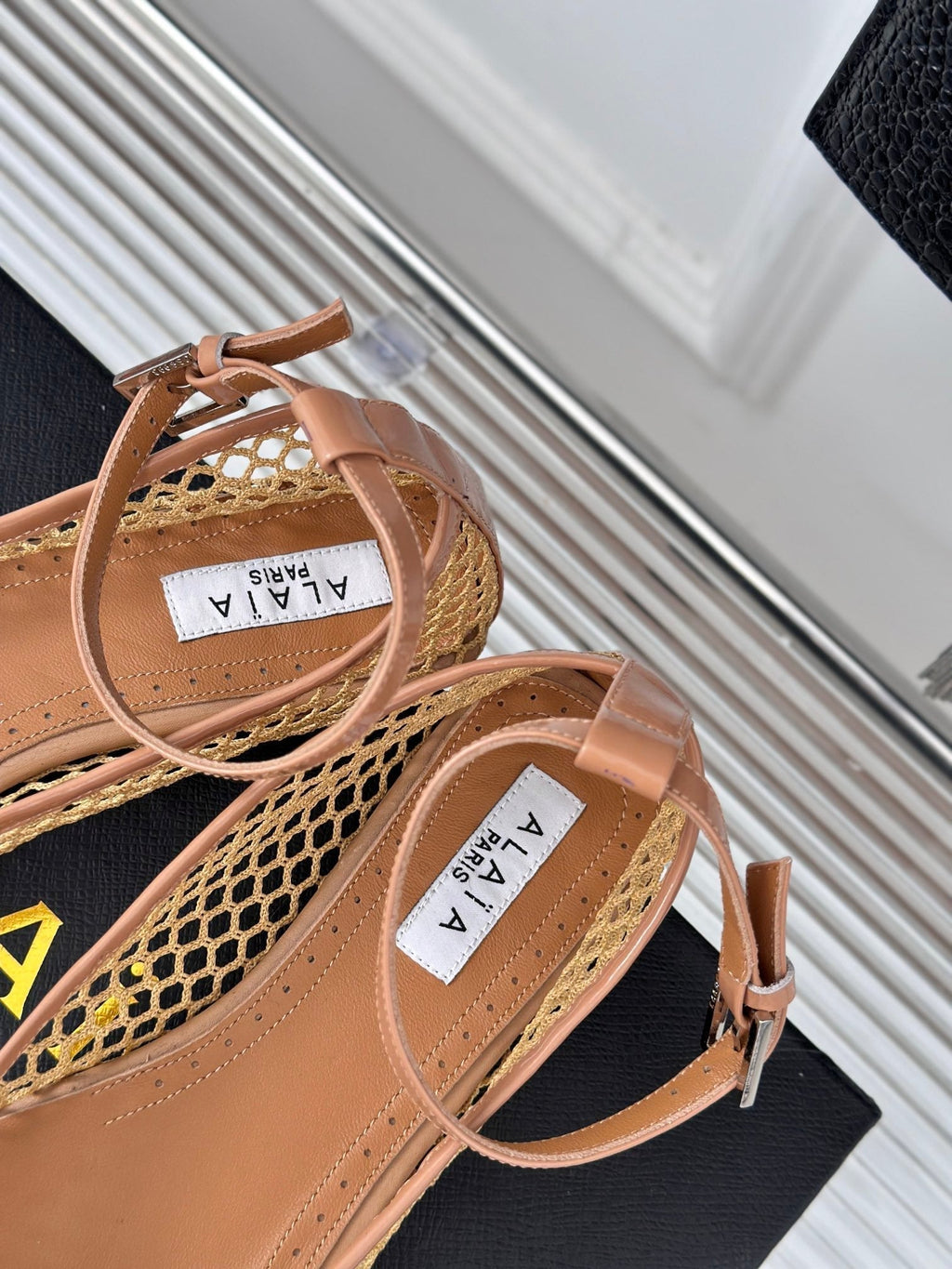 Alaia Mary Jane Ballet Flat Yellow Lambskin 293235