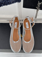 Alaia Mary Jane Ballet Flat Silver Lambskin 293236