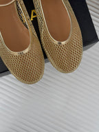 Alaia Mary Jane Ballet Flat Gold Lambskin 293237