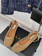 Alaia Mary Jane Ballet Flat Gold Lambskin 293237