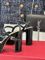 Sandal With Vlogo Signature Platform In Black Glossy Calfskin 110mm 989460