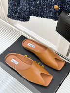Alaia Slipper Brown Calfskin 293194