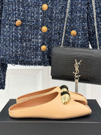 Alaia Slipper With Gold Hardware Light Apricot Calfskin 293198