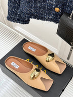 Alaia Slipper With Gold Hardware Light Apricot Calfskin 293198
