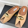 Alaia Slipper With Gold Hardware Light Apricot Calfskin 293198