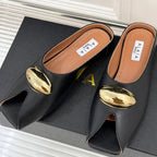 Alaia Slipper With Gold Hardware Black Calfskin 293201