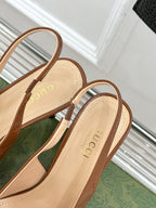 GG Horsebit Slingback 85MM Brown GG Leather Point Toe